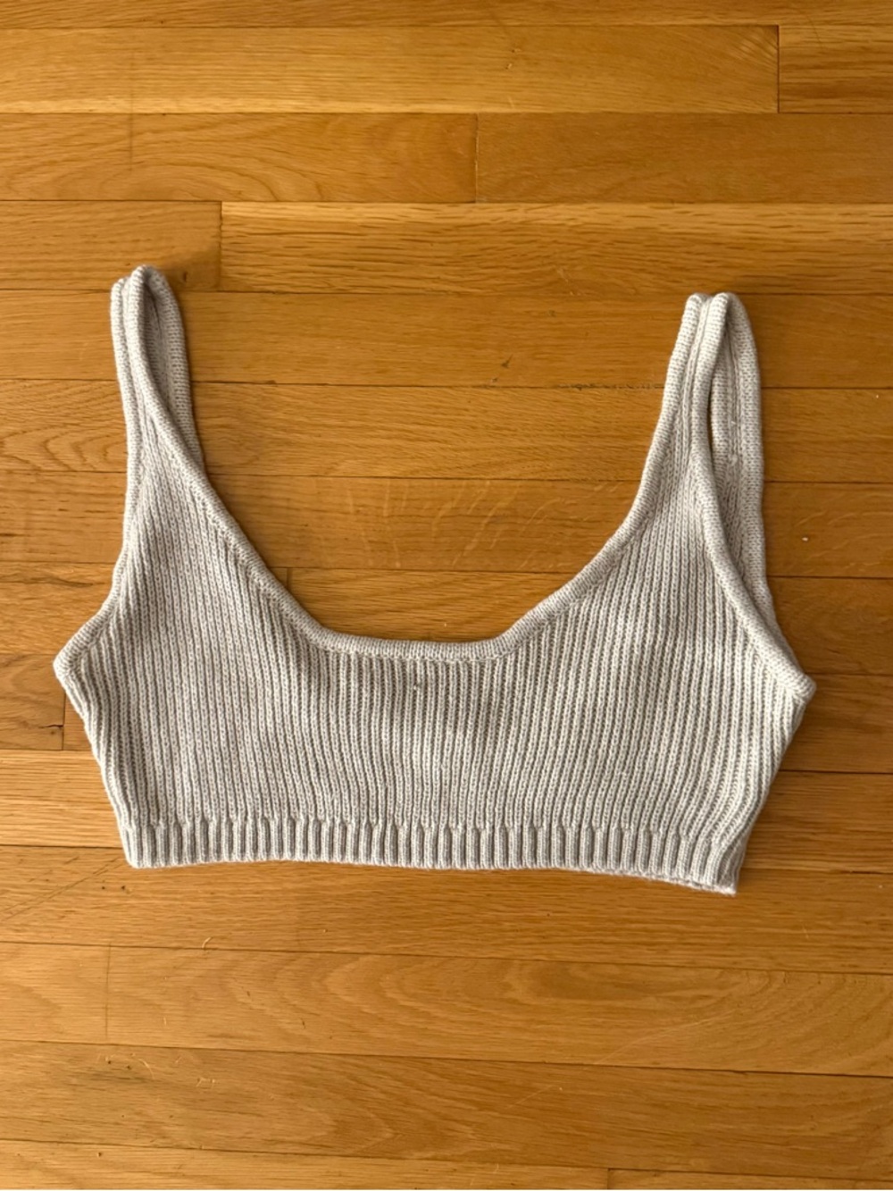 WeWoreWhat Ribbed Scoop Neck Crop Tank - Light Gray